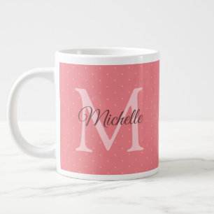 Caneca De Café Grande Personalize seu nome Monograma Inicial Vermelho