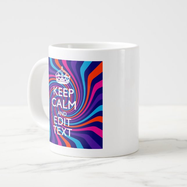 Caneca De Café Grande Personalize sua espiral Manter Texto Calmo Multico (Frente Esquerda)