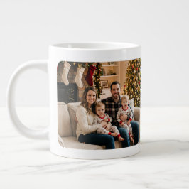 Caneca De Café Grande Personalized Christmas Tree Family Photo