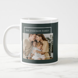 Caneca De Café Grande Personalized Family Photo | Custom Family Name 