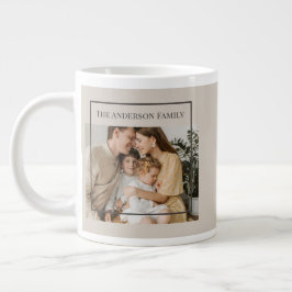 Caneca De Café Grande Personalized Family Photo | Custom Family Name 