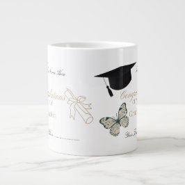 Caneca De Café Grande Personalized Graduation with Butterflies and Hat