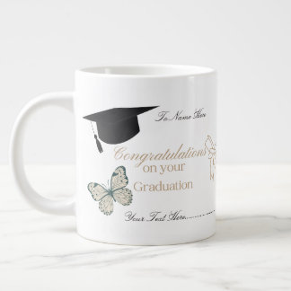 Caneca De Café Grande Personalized Graduation with Butterflies and Hat