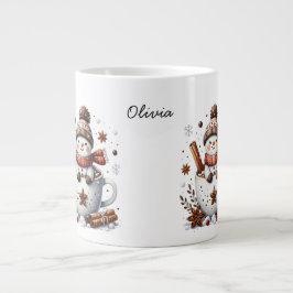 Caneca De Café Grande Personalized Hot Cocoa Snowman Custom Name Mug