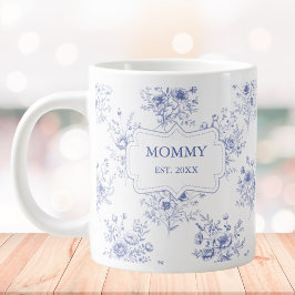 Caneca De Café Grande Personalized Mothers Day Blue Flowers Floral