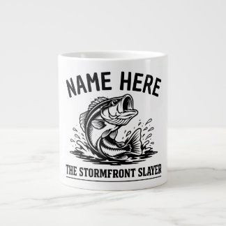 Caneca De Café Grande Personalized Name Classic Bass Fishing Storm