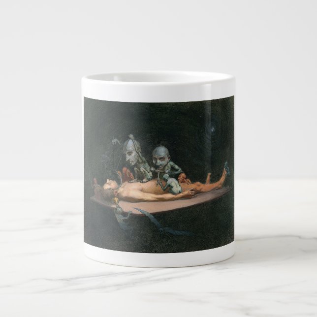 Caneca De Café Grande Perto da morte, vendo espíritos Mau demônicos (Frente)