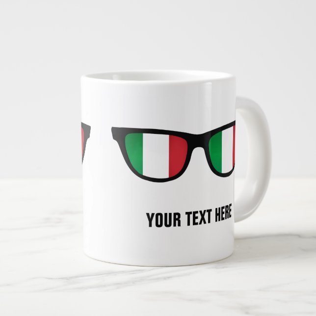 Caneca De Café Grande Perucas personalizadas de tons italianos (Frente Esquerda)