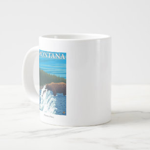 Caneca De Café Grande Pesca de Ursos em Montana