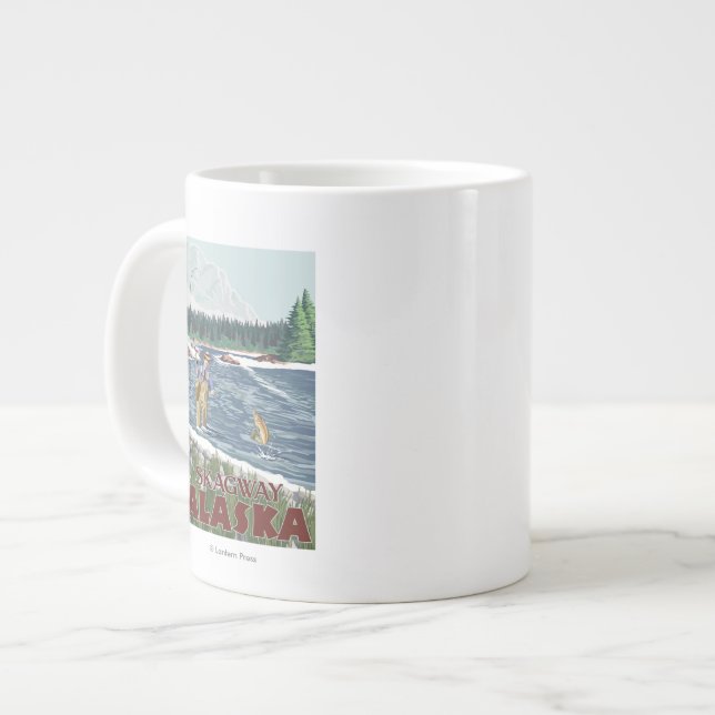 Caneca De Café Grande Pescador de Voo - Skagway, Alaska (Frente Esquerda)