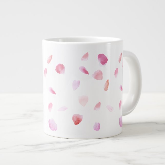 Caneca De Café Grande Petais Rosa românticos (Frente Esquerda)