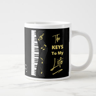 Caneca De Café Grande Piano Keyboard Jogadores Diversão Notas de Música