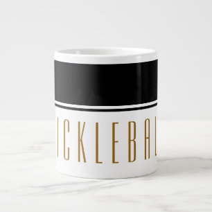 Caneca De Café Grande PICKLEBALL Esporte Moderno Bloco de Cor Preto Bran