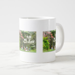 Caneca De Café Grande Picnic debaixo das árvores floridas