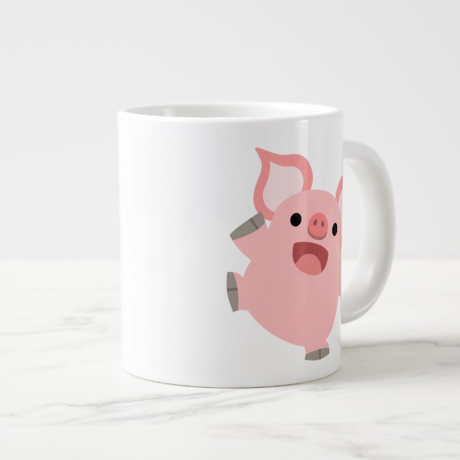 Caneca De Café Grande Pig. Cartoon Joyous Bonito (Frente Esquerda)
