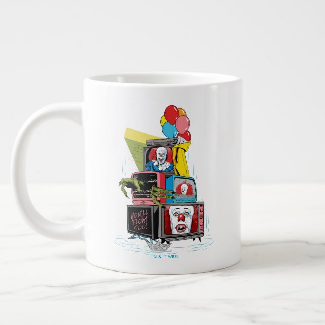 Caneca De Café Grande Pilha de TV Classic Pennywise - Você flutuará muit (Esquerda)