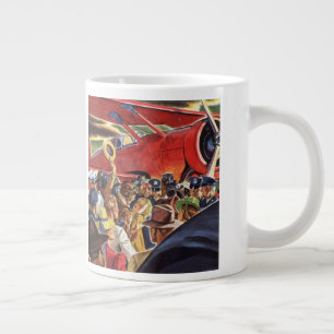 Caneca De Café Grande Piloto de Avião Propulsor Único Vintage com Papara