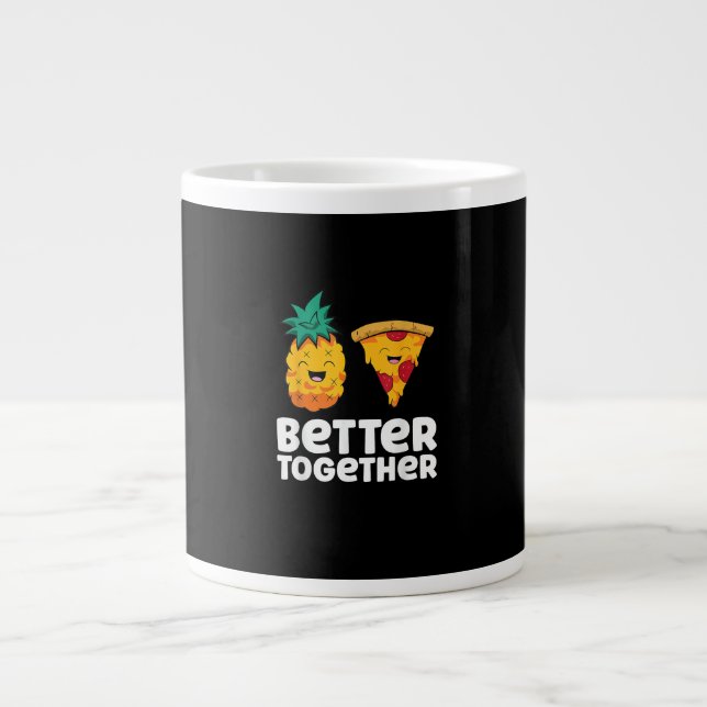 Caneca De Café Grande Pineapple Pizza Juntos é Melhor Design de Comida D (Frente)