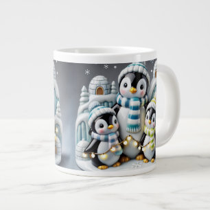 Caneca De Café Grande Pinguim de Natal de Mug em 3D
