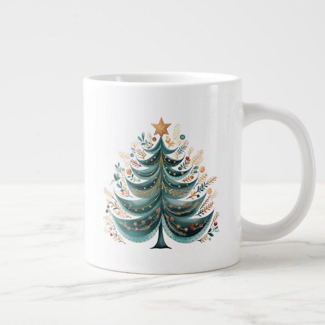 Caneca De Café Grande Pinho de inverno Tree Fora de Natal Mug (Direita)