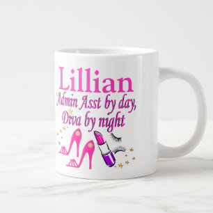 CANECA DE CAFÉ GRANDE PINK ADMIN ASST FASHION RAINHA PERSONALIZADA