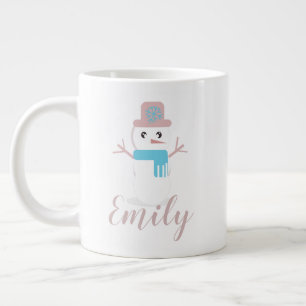 Caneca De Café Grande Pink do Pastel Pastel Snowman