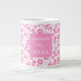 Caneca De Café Grande Pink Girly Scrunchies Pattern Cute Hair Accessory 