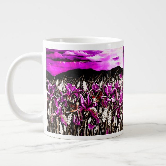Caneca De Café Grande Pink Iris Storm Fields Mug (Esquerda)