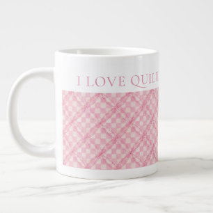 Caneca De Café Grande PINK VERIFIQUE QUILT Big White Mug + Texto