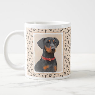 Caneca De Café Grande Pintura Alemã Pinscher Pintura Original Arte Anima