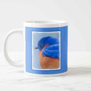 Caneca De Café Grande Pintura Bluebird - Arte Original para Pássaros