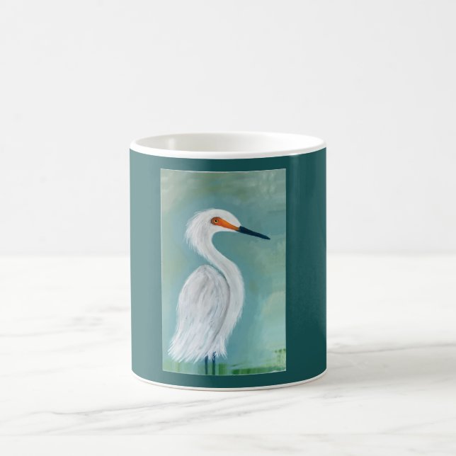 Caneca De Café Grande pintura branca das belas artes do Egret (Centro)