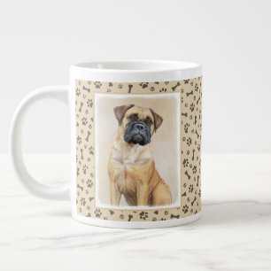 Caneca De Café Grande Pintura Bullmastiff - Arte Cachorra Original