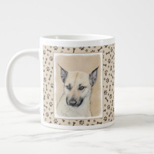 Caneca De Café Grande Pintura Chinook (Orelhas Apontadas) - Arte Canina 
