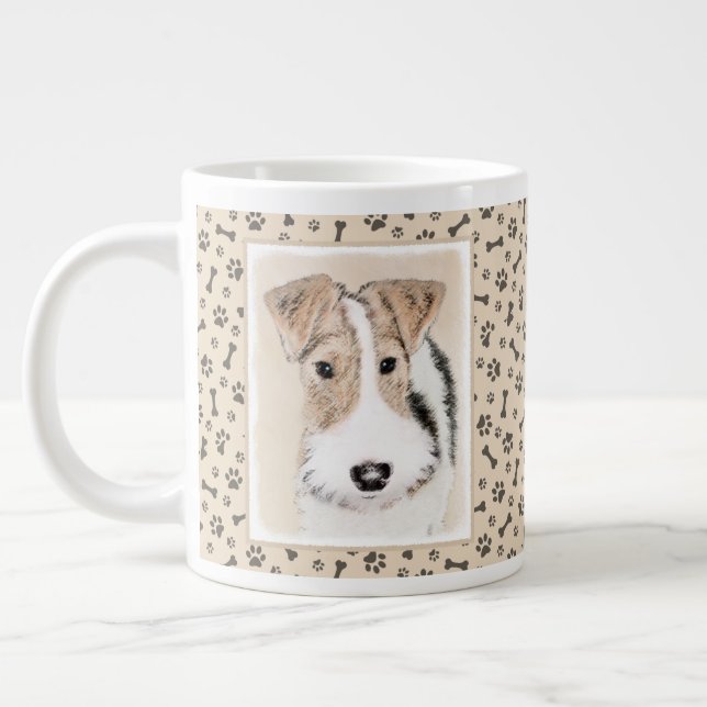 Caneca De Café Grande Pintura com terrier de Fox com fio - Arte canina o (Esquerda)