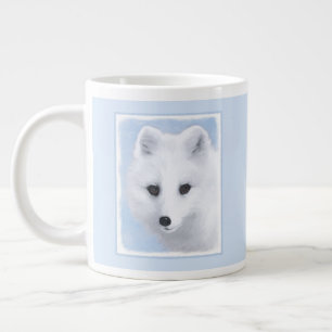 Caneca De Café Grande Pintura da Raposa Árctica - Arte original sobre a