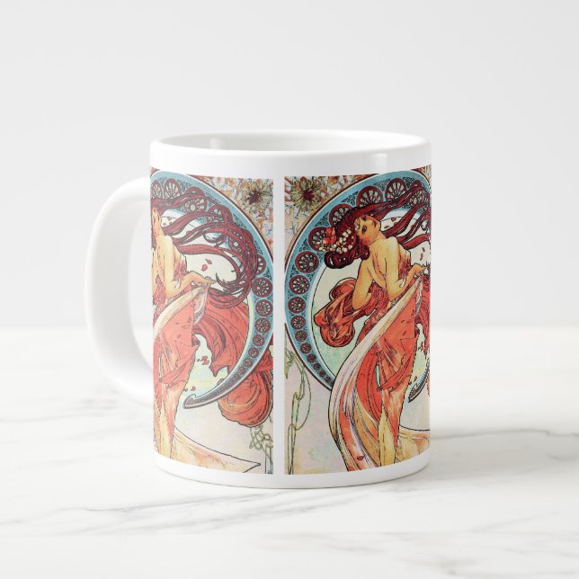 Caneca De Café Grande "Pintura" da Série Artes por Alphonse Mucha (Frente Esquerda)