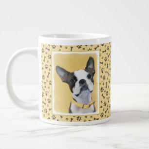 Caneca De Café Grande Pintura de Boston Terrier - Arte de Cachorro Origi