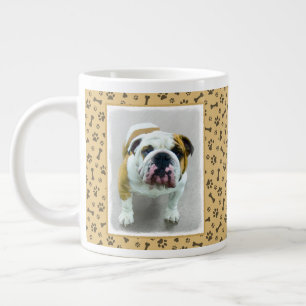 Caneca De Café Grande Pintura de Buldogue - Arte de Cachorro Original Bo
