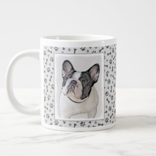Caneca De Café Grande Pintura de Bulldog Francês (Brindle Pied) - Arte C