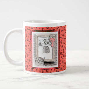 Caneca De Café Grande Pintura de Cachorro na Janela de Inverno de Kehond
