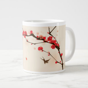 Caneca De Café Grande Pintura de estilo oriental, flor de ameixa na prim