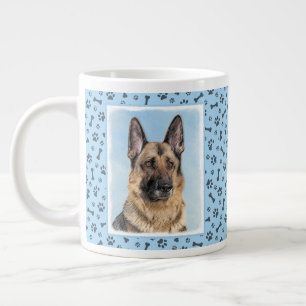 Caneca De Café Grande Pintura de german shepherd - Arte de Cachorro Orig