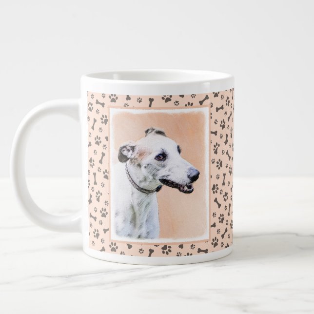 Caneca De Café Grande Pintura de Greyhound - Arte de Cachorro Original (Esquerda)