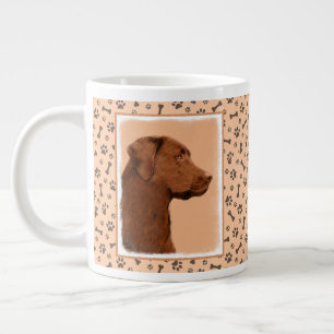 Caneca De Café Grande Pintura de Labrador Retriever (Chocolate) - Arte C