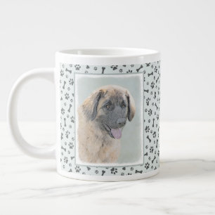 Caneca De Café Grande Pintura de Leonberger - Arte de Cachorro Original 