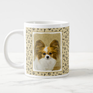 Caneca De Café Grande Pintura de Papillon (Hound Tri) - Arte de Cão Ori