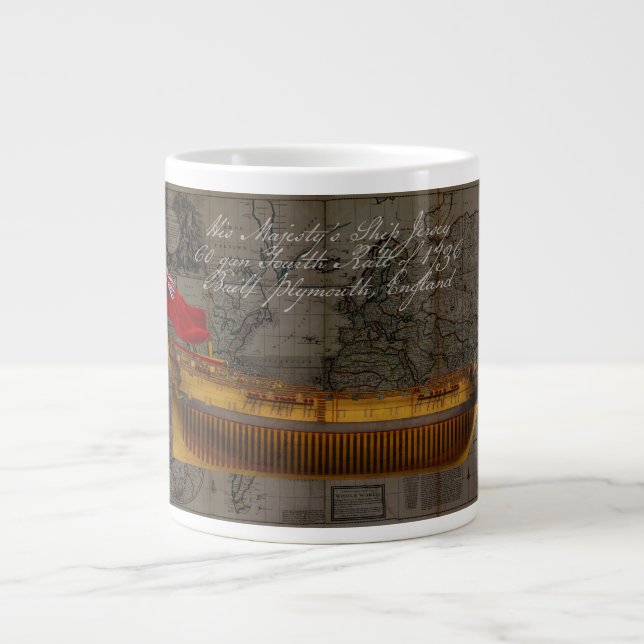 Caneca De Café Grande Pintura de perfil do navio Jersey (Frente)