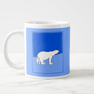 Caneca De Café Grande Pintura de Polar Bear Mãe e Cubo - Arte da Vida S