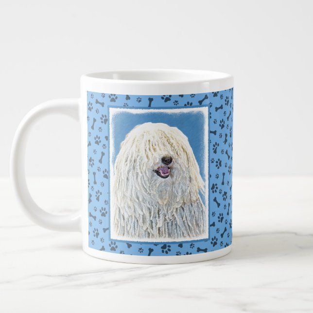 Caneca De Café Grande Pintura de Puli - Arte de Cachorro Original Bonita (Esquerda)